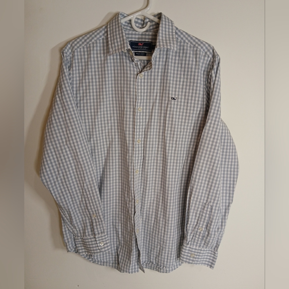 Vineyard Vines Blue And White Checkered Button Up Long Sleeve Shirt  Men's M - Picture 9 of 9